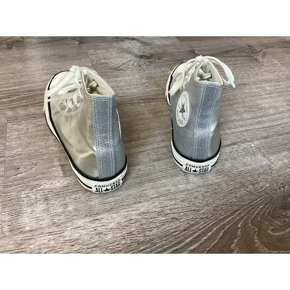 Converse CTAS Shiny Metal Hi 564869C Womens 6.5 Silver/Egret/Black Shoes